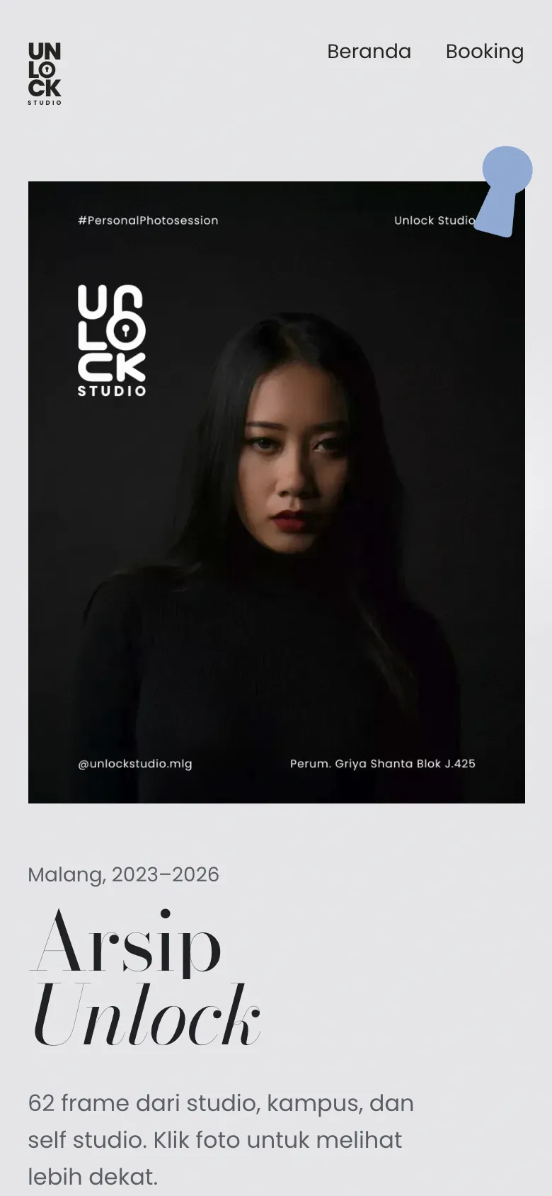 The Unlock Studio Gallery homepage on a phone
